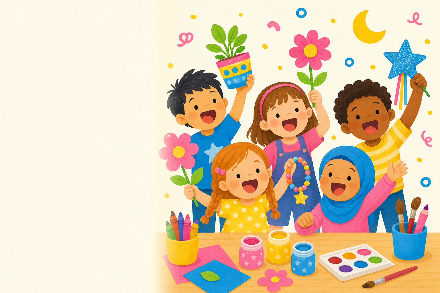 Children crafting together in the Made By Me studio